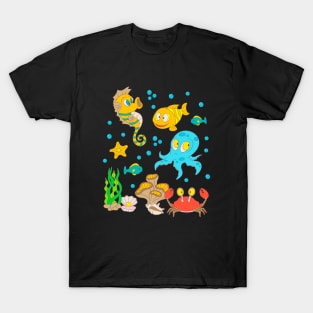 Sea Animals Marine Life Underwater Kids T-Shirt